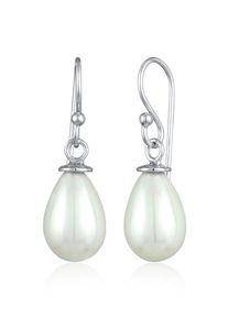 Paar Ohrh&auml;nger NENALINA "Ohrringe H&auml;nger Muschelkernperle Oval Klassisch 925 Silber" Gr. 30, silber, Ohrringe, Damen, 30, ohne Stein, Silber 925 (Sterlingsilber), Paar Ohrh&auml;nger