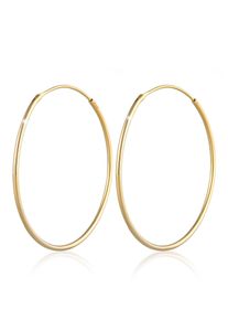 Paar Creolen Elli "Ohrringe Creolen Rund Basic Klassisch 925 Silber", gold, Ohrringe, Damen, ohne Stein, Silber 925 (Sterlingsilber), Paar Creolen