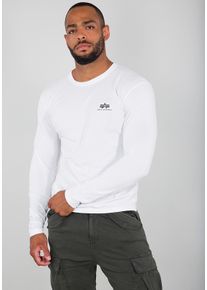 Langarmshirt Alpha Industries "Basic LS Small Logo", Herren, Gr. M, wei&szlig;, Single Jersey, Obermaterial: 100% Baumwolle, bedruckt, schmal normal, Rundhals, gerader Abschluss, Shirts Langarmshirt