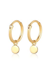 Paar Ohrh&auml;nger Elli "Ohrringe Creolen H&auml;nger Pl&auml;ttchen Coin 925 Silber", gold, Ohrringe, Damen, ohne Stein, Silber 925 (Sterlingsilber), Paar Ohrh&auml;nger