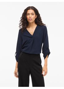 Blusenshirt Vila "VIJOSA 3/4 V-NECK TOP - NOOS", Damen, Gr. 38, navy blazer, Jersey, Obermaterial: 100% Polyester, unifarben, regular fit normal, V-Ausschnitt, Shirts Blusenshirt
