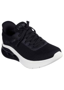Slip-On Sneaker Skechers "BOBS ARC WAVES 2.0", Damen, Gr. 36, schwarz-wei&szlig; (schwarz, wei&szlig;), Textil, kontrastfarbene Details, Schuhe Slip-On Sneaker, Trainingsschuh, Slipper, Schn&uuml;rschuh in veganer Verarbeitung