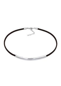 Choker Elli "Halskette Veloureleder Synthetik Schwarz 925 Sterling Silber" Gr. 32, silber, Halsketten, Damen, ohne Stein, Silber 925 (Sterlingsilber), Choker