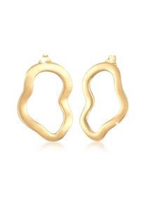 Paar Ohrstecker Elli "Ohrringe H&auml;nger Organic Look Matt Basic Blogger 925 Silber" Gr. 27, gold, Ohrringe, Damen, ohne Stein, Silber 925 (Sterlingsilber), Paar Ohrstecker