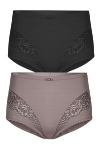 Miederslip SuSa "2er Pack Miederslip London", Damen, Gr. 48, bunt (frosty lavender schwarz), Stoff, Obermaterial: 75% Polyamid PA. 25% Elasthan EL., Unterhosen Miederslip