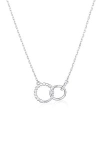 Silberkette Elli "Halskette Ringe Infinity Kristalle Silberfarben f&uuml;r Damen" Gr. 42, silber, Halsketten, Damen, mit Stein, Messing, Silberkette