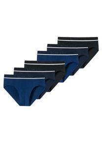 Slip Schiesser "Slip 6PACK Rio-Slip "95/5" 6er Pack", Herren, Gr. XXL, bunt (schwarz, blau), Obermaterial: 95% Baumwolle CO. 5% Elasthan EL., Unterhosen Slip