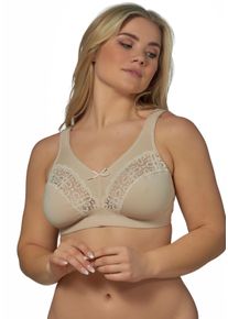 B&uuml;gelloser BH ELBRINA, Damen, Gr. 100, Cup D, rosa (powder), Spitze, Obermaterial: 95% Baumwolle, 5% Elasthan, unifarben, bequem, BHs B&uuml;gelloser BH, mit Spitze, mit Schleife, breite Tr&auml;ger, ohne B&uuml;gel, Baumwollmix