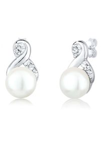 Paar Ohrstecker Elli "Ohrringe Infinity Glas Kristalle Wei&szlig; 925 Sterling Silber" Gr. 16, silber, Ohrringe, Damen, ohne Stein, Silber 925 (Sterlingsilber), Paar Ohrstecker