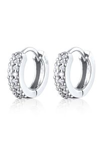 Paar Creolen Elli "Ohrringe Creolen Scharnier Zirkonia 925 Silber" Gr. 13, silber, Ohrringe, Damen, mit Stein, Silber 925 (Sterlingsilber), Paar Creolen