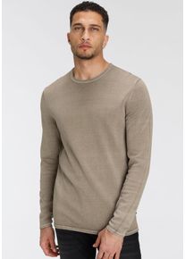 Only & Sons Rundhalspullover ONLY & SONS "OS WASH CREW KNIT CS", Herren, Gr. S, beige (griffin), Strick, Obermaterial: 100% Baumwolle, unifarben, normal h&uuml;ftbedeckend, Rundhals, Rollkante, Pullover Rundhalspullover