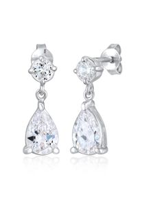 Paar Ohrstecker Elli "Ohrringe Tropfen Zirkonia Glamoure Elegant 925 Silber" Gr. 28, wei&szlig;, Ohrringe, Damen, mit Stein, Silber 925 (Sterlingsilber), Paar Ohrstecker