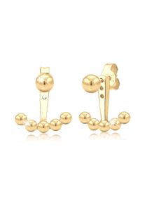 Paar Ohrh&auml;nger Elli "Ohrringe Stecker Ear Jackets mit Kugeln 925 Silber" Gr. 15, gold, Ohrringe, Damen, ohne Stein, Silber 925 (Sterlingsilber), Paar Ohrh&auml;nger