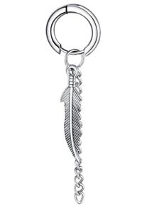 Single-Creole Firetti "Schmuck Geschenk Feder", schwarz (edelstahlfarben, schwarz), Ohrringe, Damen, 15mm, Edelstahl, Single-Creole, Einh&auml;nger abnehmbar