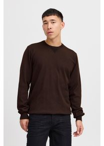 Rundhalspullover Blend "Pullover", Herren, Gr. S, braun (chicory coffee), Strick, Obermaterial: 100% Polyester, unifarben, regular fit normal, Rundhals, B&uuml;ndchen, Pullover Rundhalspullover, Kunstfaser