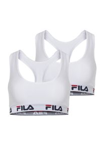 Bustier Fila "WOMAN BUSTIER", Damen, Gr. L, N-Gr, wei&szlig;, Obermaterial: 95% Baumwolle, 5% Elasthan, unifarben, BHs Bustier, ohne Polsterung und ohne B&uuml;gel, Racerbackr&uuml;cken