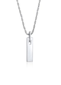 Kette mit Anh&auml;nger Kuzzoi "Halskette Bar Pl&auml;ttchen Rechteck oxidiert 925 Silber" Gr. 60, silber, Halsketten, Herren, ohne Stein, Silber 925 (Sterlingsilber), Kette mit Anh&auml;nger