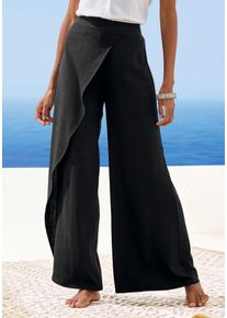 Leinenhose French Connection, Damen, Gr. 44/46, N-Gr, schwarz, Obermaterial: 80% Viskose, 20% Leinen, unifarben, Hosen Leinenhose, im weit flie&szlig;endem Lagenlook, Topseller