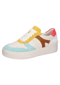 Waldl&auml;ufer Plateausneaker WALDL&Auml;UFER "H-TAMIRA", Damen, Gr. 6,5, bunt (wei&szlig; multicolor), Nappaleder, Veloursleder, kontrastfarbene Details, Schuhe Plateausneaker, Freizeitschuh, Halbschuh, Schn&uuml;rschuh in H-Weite