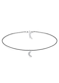 Choker Elli "Halskette Choker Halbmond Kristalle Silber" Gr. 36, schwarz, Halsketten, Damen, mit Steinen, Silber 925 (Sterlingsilber), Choker