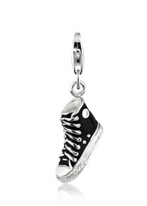 Charm-Einh&auml;nger NENALINA "Charm Anh&auml;nger Turnschuh Sneaker Emaille 925 Silber" Gr. 30, silber, Charms, Damen, Blacklist, Silber 925 (Sterlingsilber), Charm-Einh&auml;nger