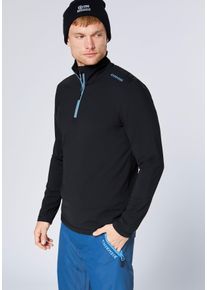 Strickfleece-Pullover Chiemsee, Herren, Gr. L, schwarz beauty, Obermaterial: 78% Polyester, 22% Elasthan, normal, Rundhals, Pullover Strickfleece-Pullover, aus Strickfleece, hochschlie&szlig;ender Kragen, sportlicher Logodruck