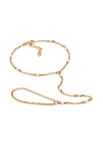 Schmuckset Elli "Armband Hand Chain Handkette Muschelkernperlen 925 Sterling Silber" Gr. 16, gold, Schmuck_Sets, Damen, 16, Silber 925 (Sterlingsilber), Schmuckset