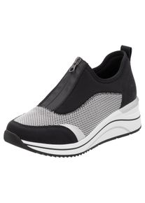Slip-On Sneaker Remonte, Damen, Gr. 44, schwarz-wei&szlig; (schwarz, wei&szlig;), Lederimitat, Textil, Schuhe Slip-On Sneaker, Freizeitschuh, Halbschuh, Slipper in veganer Verarbeitung