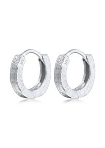 Paar Creolen Elli "Ohrringe Creolen Struktur Organic Basic Klein 925 Silber", silber, Ohrringe, Damen, ohne Stein, Silber 925 (Sterlingsilber), Paar Creolen