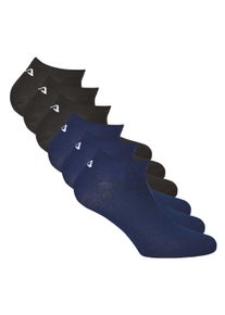 Sneakersocken Fila "Socken 6er Pack", Damen, Gr. 35-38, schwarz (schwarz, blau), Obermaterial: 75% Baumwolle CO. 23% Polyester PES. 2% Elasthan EL., Socken Sneakersocken