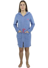 Damenbademantel Kangaroos "Kira, ideal f&uuml;r Sauna & Spa, Hotelbademantel, Morgenmantel" Gr. L, blau (blau melange), L:95cm, Leichtfrottier, Hausm&auml;ntel, Damenbademantel, mit Bindekordel, kurz, Badem&auml;ntel f&uuml;r Damen, XS-3XL