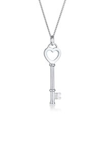 Kette mit Anh&auml;nger Elli "Halskette Schl&uuml;ssel Herz Liebesschl&uuml;ssel 925 Silber" Gr. 45, silber, Halsketten, Damen, ohne Stein, Silber 925 (Sterlingsilber), Kette mit Anh&auml;nger