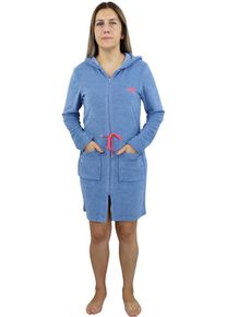 Damenbademantel Kangaroos "Kira, ideal f&uuml;r Sauna & Spa, Hotelbademantel, Morgenmantel" Gr. M, blau (blau melange), L:90cm, Leichtfrottier, Hausm&auml;ntel, Damenbademantel, mit Bindekordel, kurz, Badem&auml;ntel f&uuml;r Damen, XS-3XL