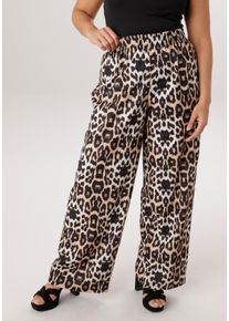 Schlupfhose ANISTON PLUS, Damen, Gr. 54, N-Gr, leoprint, Cr&ecirc;pe, Obermaterial: 95% Polyester, 5% Elasthan, bedruckt, gemustert, figurumspielend kn&ouml;chellang, Hosen Schlupfhose, in trendigem Leoprint - NEUE KOLLEKTION