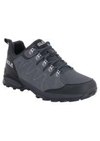 Wanderschuh Jack Wolfskin "REFUGIO TEXAPORE LOW M", Herren, Gr. 48, grau, schwarz, Leder, Textil, Schuhe Wanderschuh, wasserdicht, Trekkingschuh