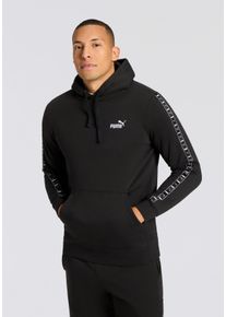 Kapuzensweatshirt Puma "ESS TAPE HOODIE FL", Herren, Gr. S, schwarz (Puma schwarz), Fleece, Obermaterial: 66% Baumwolle, 34% Polyester, bedruckt, regular fit normal, Rundhals, angesetztes B&uuml;ndchen, Sweatshirts Kapuzensweatshirt, mit K&auml;ngurutasche, mit Kapuze, Regular Fit, Rundhalsausschnitt
