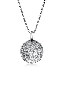 Kette mit Anh&auml;nger Kuzzoi "Halskette Herren Basic Coin Pl&auml;ttchen geh&auml;mmert 925 Silber" Gr. 55, schwarz, Halsketten, Herren, ohne Stein, Silber 925 (Sterlingsilber), Kette mit Anh&auml;nger