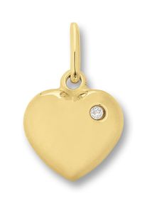 Kettenanh&auml;nger ONE ELEMENT "Zirkonia Herz Herz Anh&auml;nger aus 333 Gelbgold", gold, Schmuckanh&auml;nger, Damen, Gelbgold 333, Kettenanh&auml;nger