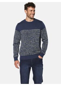 Rundhalspullover Babista "Pullover ALOR", Herren, Gr. L, blau (dunkelblau gestreift), Obermaterial: 100% Baumwolle CO., Pullover Rundhalspullover