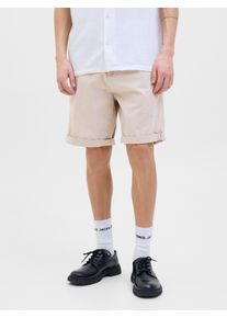 Jack & Jones Chinohose JACK & JONES "JPSTMARCO ERIK CHINO SHORT MID", Herren, Gr. XL, N-Gr, gelb (moonbeam), Web, Obermaterial: 98% Baumwolle, 2% Elasthan, unifarben, regular fit normal, Hosen Chinohose