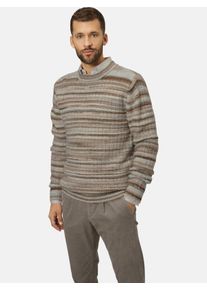 Rundhalspullover Babista "Pullover MODAORO", Herren, Gr. 54, grau (beige gestreift), Obermaterial: 53% Polyacryl PAN. 33% Polyamid PA. 14% Wolle mw., Pullover Rundhalspullover