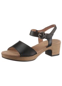 Sandalette Gabor "KRETA", Damen, Gr. 38, schwarz, Kalbsleder, unifarben, Schuhe Sandalette, Blockabsatz, Sommerschuh, Sandale mit Zierschnalle, Weite G (weit)