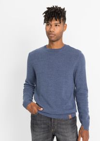 Strickpullover bonprix, Herren, Gr. 60/62 (XXL), blau (indigo, wei&szlig; meliert), Feinstrick, Obermaterial: 50% Baumwolle, 50% Polyacryl, meliert, unifarben, regular fit h&uuml;ftlang, Rundhals, Strickb&uuml;ndchen, Pullover Strickpullover, aus Baumwolle, mit Rundhalsausschnitt, f&uuml;r vielseitige Anl&auml;sse