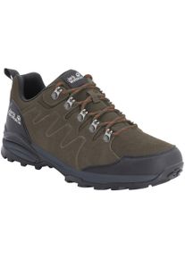 Wanderschuh Jack Wolfskin "REFUGIO TEXAPORE LOW M", Herren, Gr. 46, gr&uuml;n (khaki, phantom), Leder, Textil, Schuhe Wanderschuh, wasserdicht, Trekkingschuh