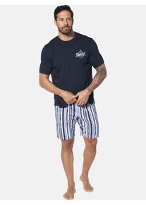 Schlafanzug Jan Vanderstorm "Kurzer Schlafanzug ASKIVAR", Herren, Gr. 5XL, blau (dunkelblau), Obermaterial: 100% Baumwolle CO., Homewear-Sets Schlafanzug