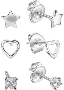 Ohrstecker-Set Firetti "Multipack Schmuck Geschenk Silber 925 Ohrschmuck Ohrringe", silber (silberfarben, kristallwei&szlig;, kristallwei&szlig;), Ohrringe, Damen, Silber 925 (Sterlingsilber), Ohrstecker-Set, mit Zirkonia (synth.)