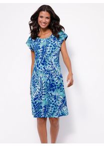 Sommerkleid "Sommerkleid", Damen, Gr. 52/54, Normalgr&ouml;&szlig;en, blau (royalblau, aquamarin, bedruckt), 100% Baumwolle, gemustert, mehrfarbig, kurz, Rundhals, Kleider Sommerkleid