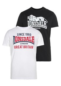 T-Shirt Lonsdale "COLLESSIE", Damen, Gr. S (44/46), schwarz-wei&szlig; (wei&szlig;, schwarz), Single Jersey, Obermaterial: 60% Baumwolle, 40% Polyester, Rundhals, Shirts T-Shirt, Doppelpack