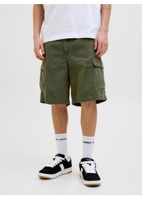 Jack & Jones Cargoshorts JACK & JONES "JPSTKARL AVERY CARGO SHORTS LNG", Herren, Gr. M, N-Gr, gr&uuml;n (olive night), Web, Obermaterial: 100% Baumwolle, unifarben, relaxed fit knielang, Hosen Cargoshorts