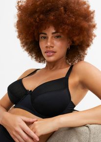 Minimizer-BH bonprix "Minimizer-BH mit Mesh", Damen, Gr. 90, Cup E, schwarz, Obermaterial: 80% Polyamid, 20% Elasthan. Futter: 92% Polyamid, 8% Elasthan. Spitze: 100% Polyamid, BHs Minimizer-BH, mit elastischem Anteil, minimierende Passform, mit graphischem Mesh